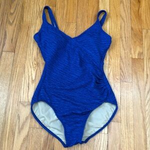 Penbrooke Blue Krinkle Chlorine Proof Mock Surplice- Style 70028 Size 14